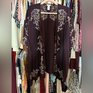 J Jill One Size Embroidered Kimono